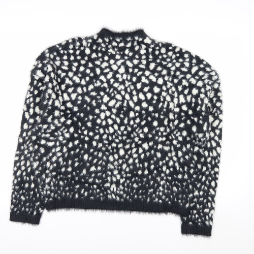 Marks and Spencer Women’s Black Animal Print Fluffy Jumper Size M