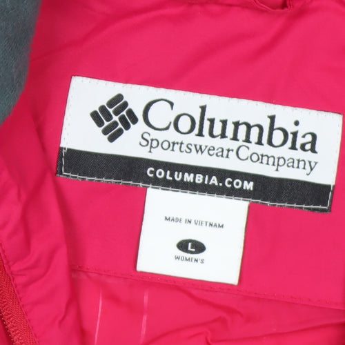 Columbia Women's Pink Waterproof Ski Jacket L Hooded Outdoor Coat
