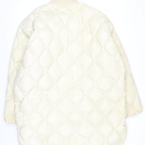 H&M Women’s Ivory Quilted Down Bomber Jacket Size S