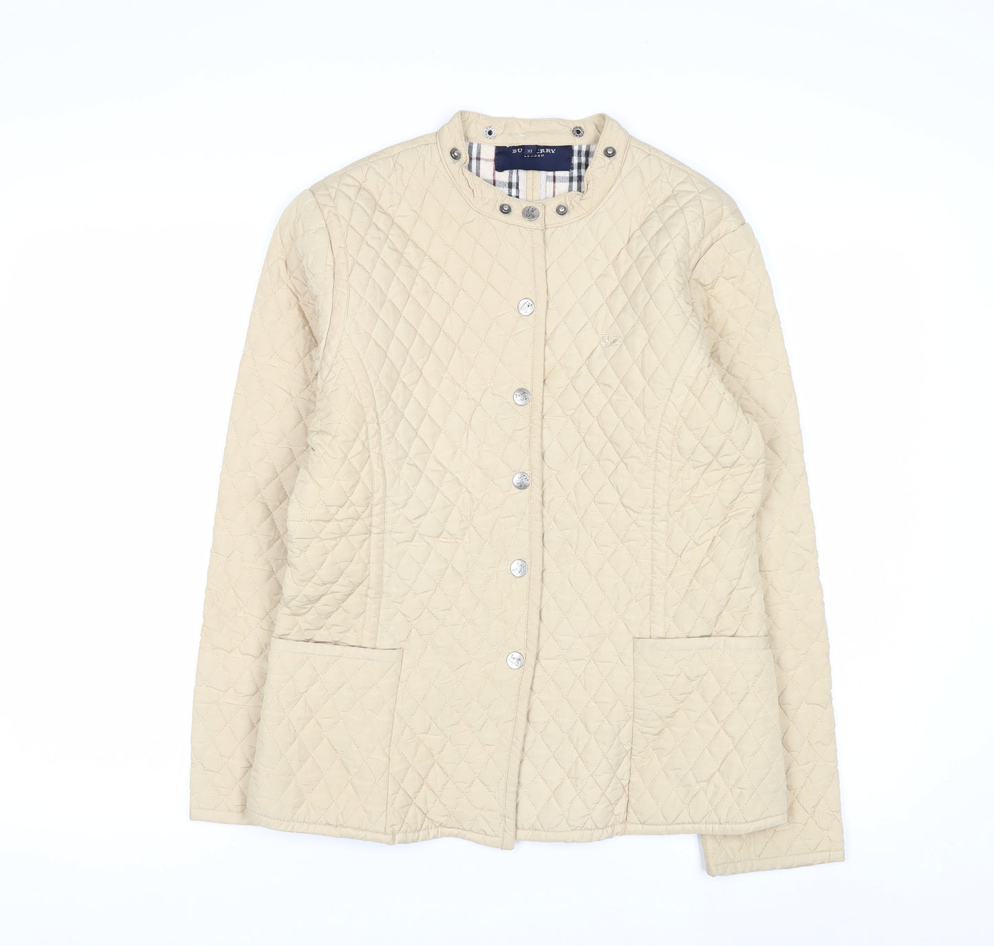 Burberry London Women's Beige Quilted Jacket XL Classic Cotton Lined