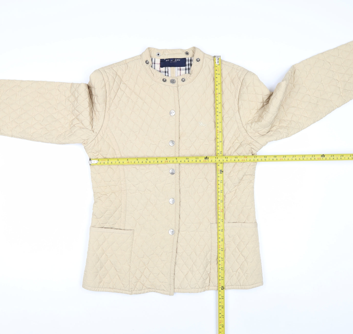 Burberry London Women's Beige Quilted Jacket XL Classic Cotton Lined