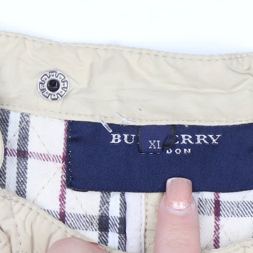 Burberry London Women's Beige Quilted Jacket XL Classic Cotton Lined