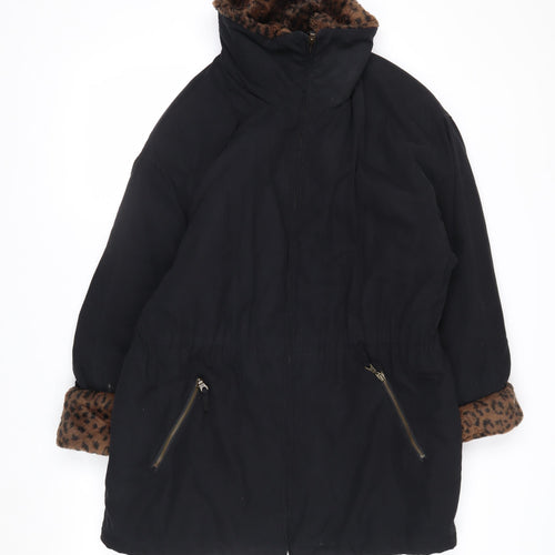 Forecaster of Boston Womens Black XS Faux Fur Trim Winter Parka Coat