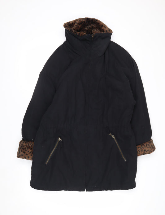 Forecaster of Boston Womens Black XS Faux Fur Trim Winter Parka Coat