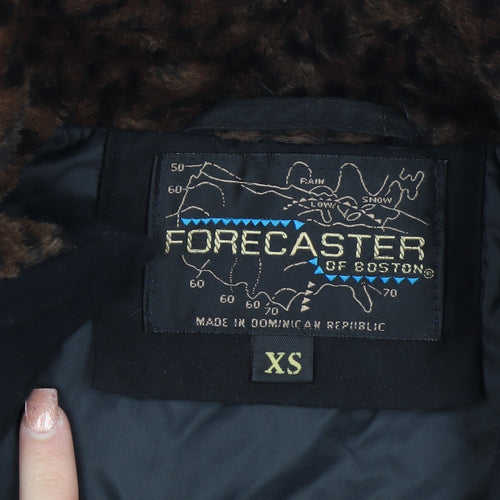 Forecaster of Boston Womens Black XS Faux Fur Trim Winter Parka Coat