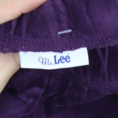 Ms. Lee Women Purple Velvet Straight Leg Trousers L