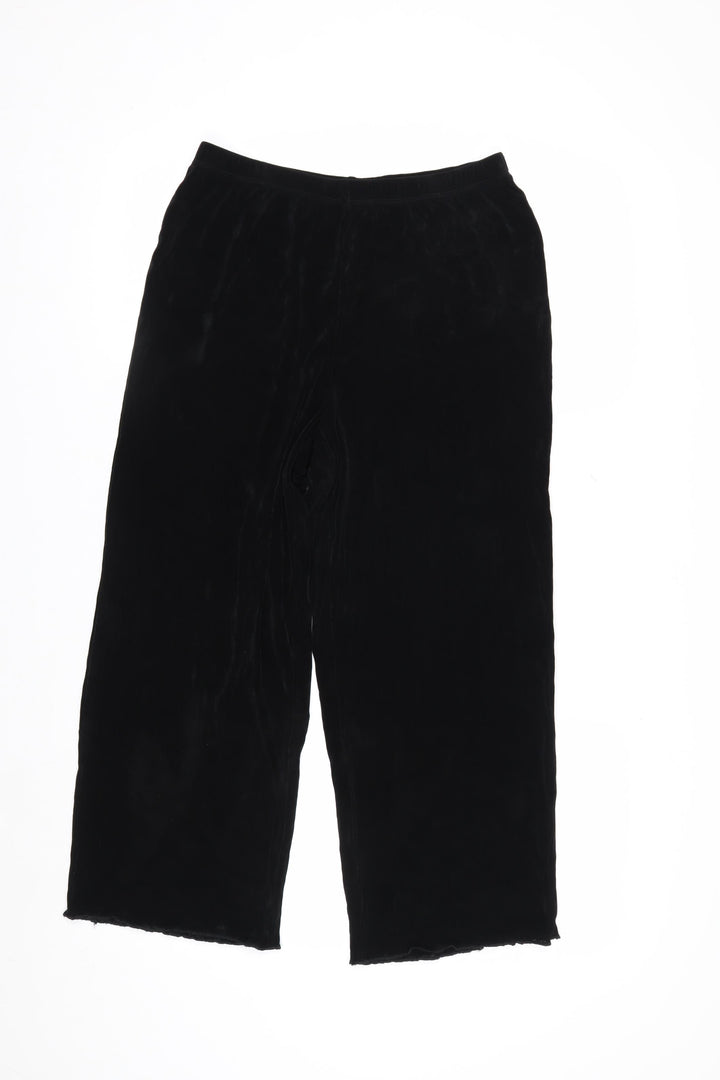 Alfred Dunner Womens Black XS Wide-Leg Velvet Trousers