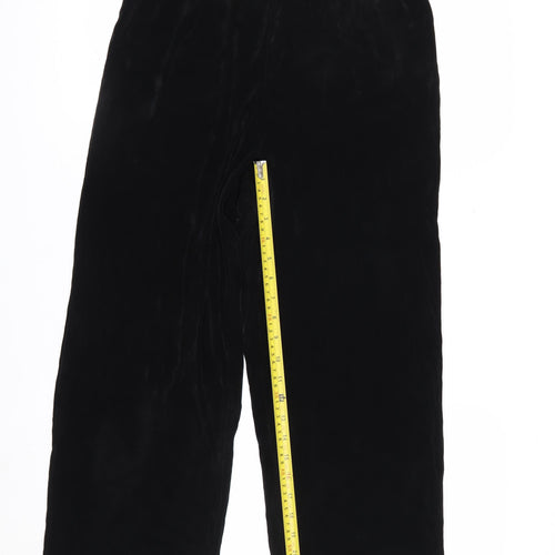 Alfred Dunner Womens Black XS Wide-Leg Velvet Trousers