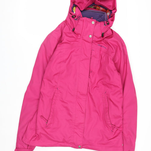 Quechua Womens Pink Hooded Parka Jacket Size 12 Waterproof Lined