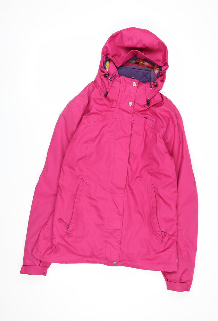 Quechua Womens Pink Hooded Parka Jacket Size 12 Waterproof Lined