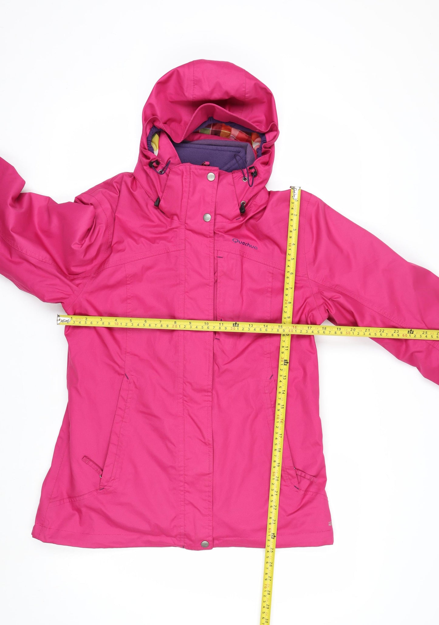 Quechua Womens Pink Hooded Parka Jacket Size 12 Waterproof Lined