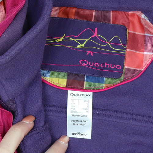 Quechua Womens Pink Hooded Parka Jacket Size 12 Waterproof Lined