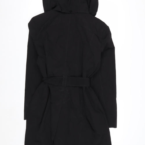 London Fog Women's Black L Hooded Belted Rain Coat