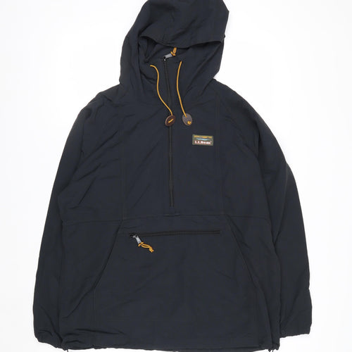 L.L. Bean Men's Black Nylon Anorak Hooded Jacket Size M Regular