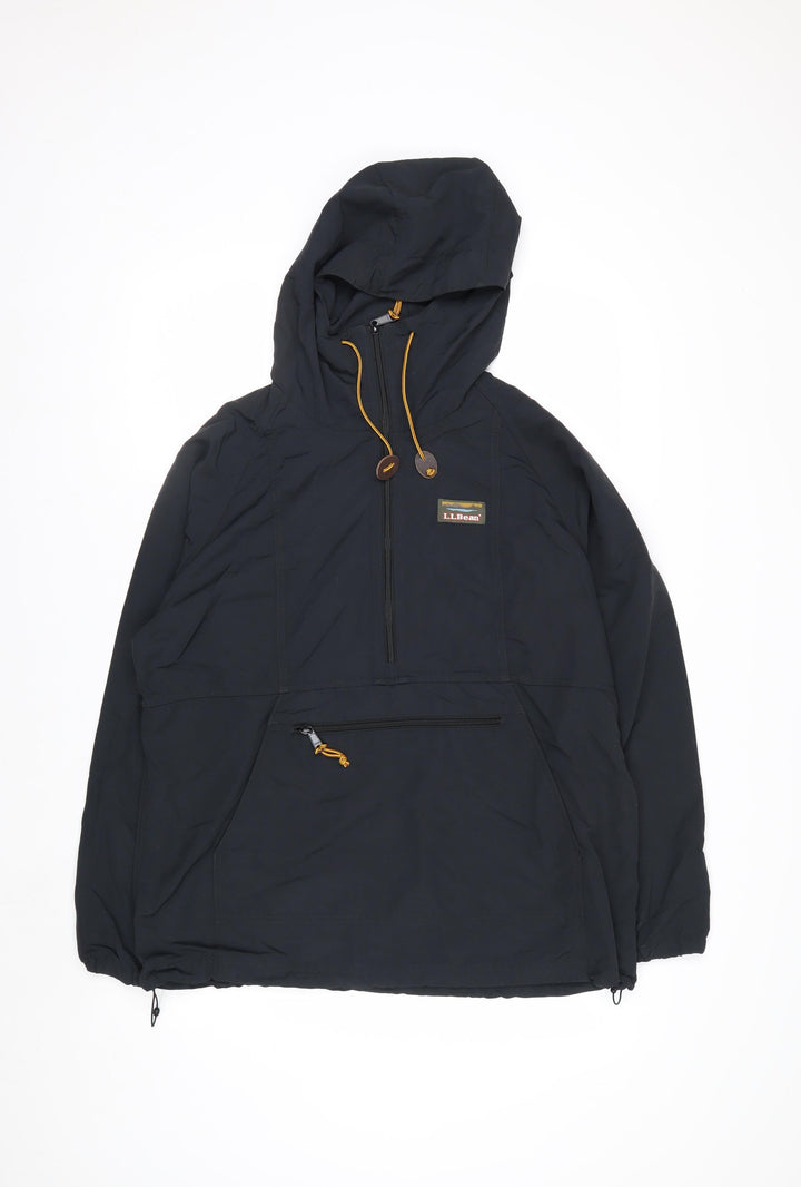 L.L. Bean Men's Black Nylon Anorak Hooded Jacket Size M Regular