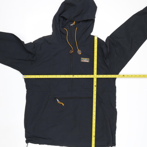 L.L. Bean Men's Black Nylon Anorak Hooded Jacket Size M Regular