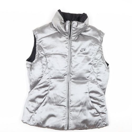 Nike Womens Silver Puffer Waistcoat S Sleeveless Sports Gilet