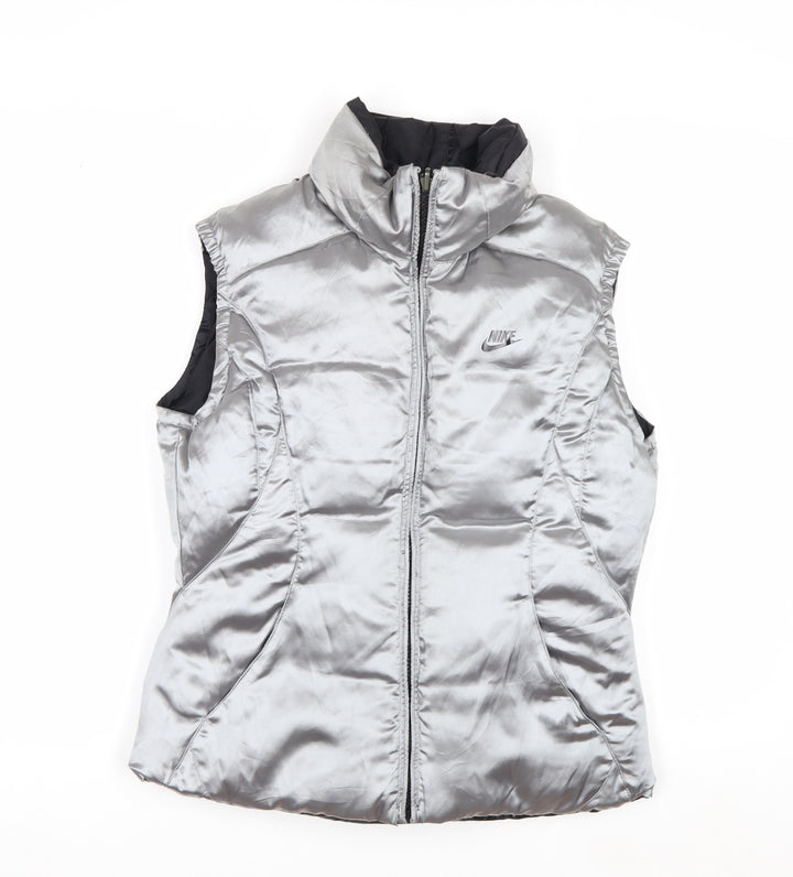 Nike Womens Silver Puffer Waistcoat S Sleeveless Sports Gilet