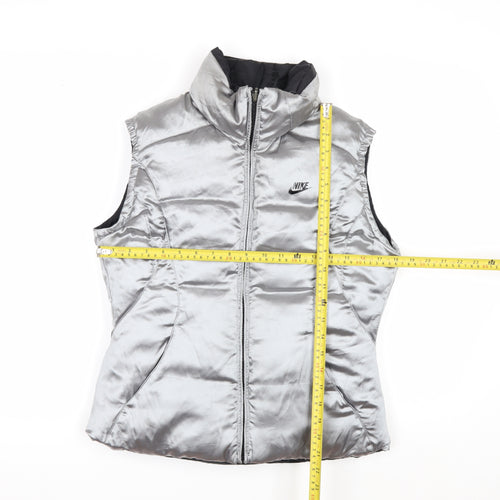 Nike Womens Silver Puffer Waistcoat S Sleeveless Sports Gilet