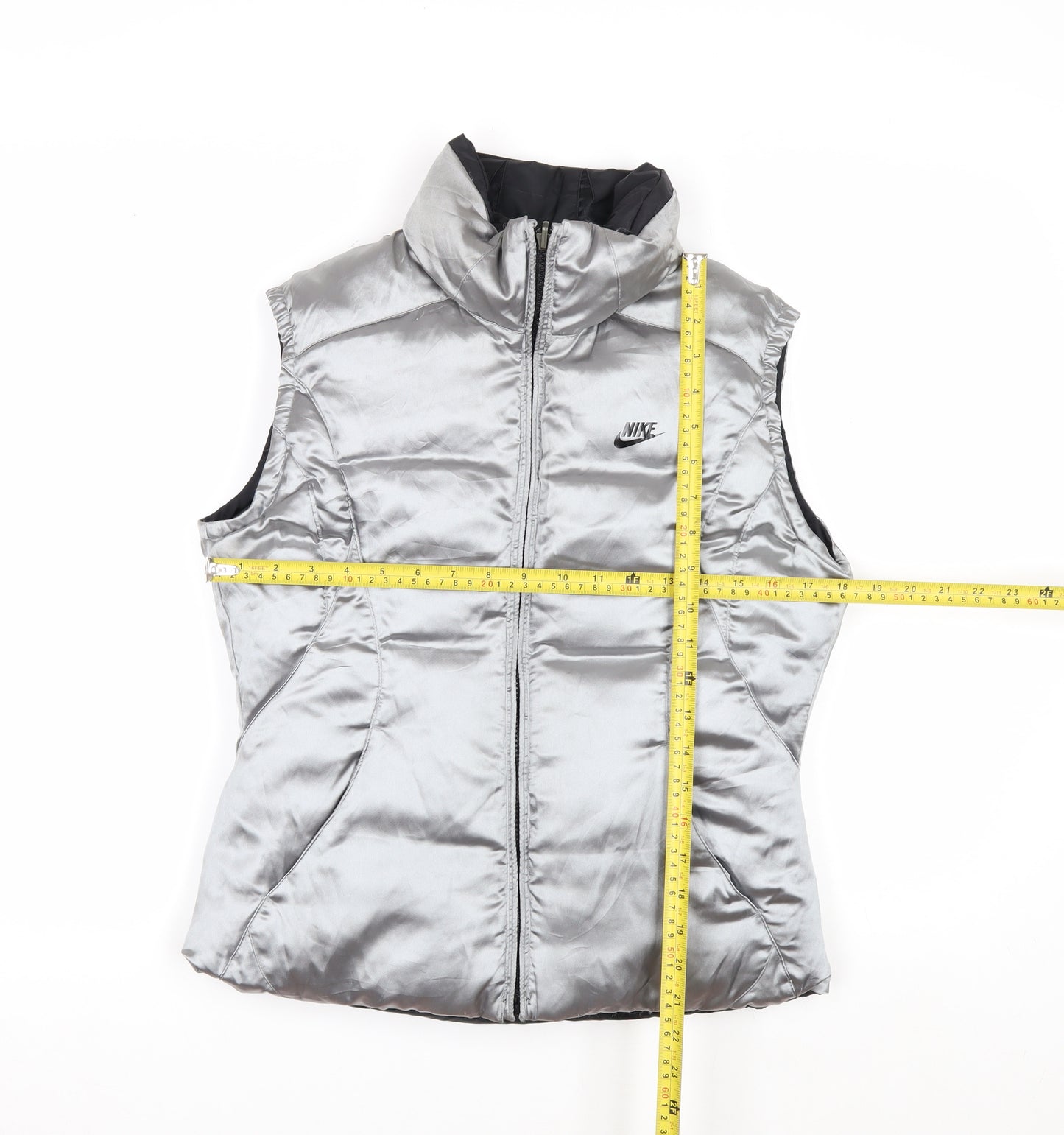 Nike Womens Silver Puffer Waistcoat S Sleeveless Sports Gilet