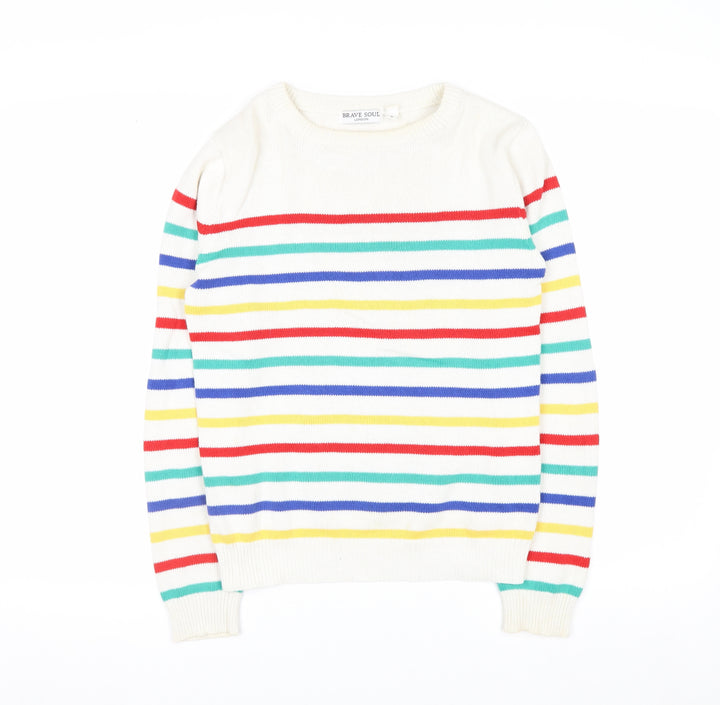 Brave Soul Women's Multicoloured Stripe Cotton Jumper Size S