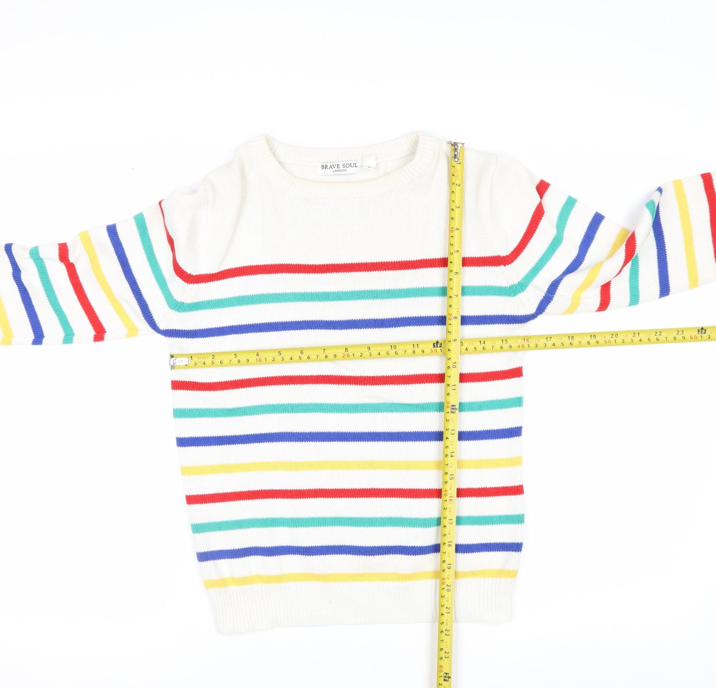 Brave Soul Women's Multicoloured Stripe Cotton Jumper Size S