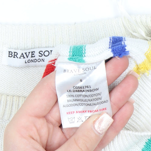 Brave Soul Women's Multicoloured Stripe Cotton Jumper Size S