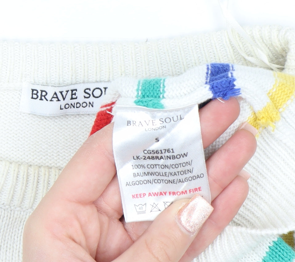 Brave Soul Women's Multicoloured Stripe Cotton Jumper Size S