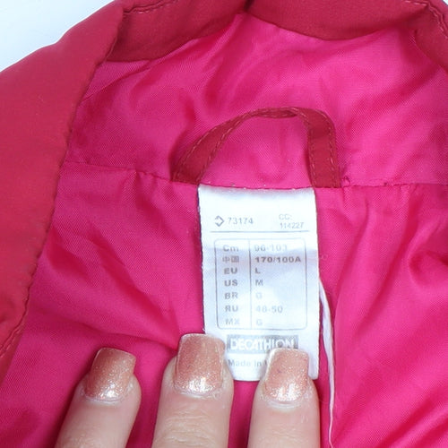 Decathlon Women Red Polyester Puffer Jacket Size 14 Lightweight