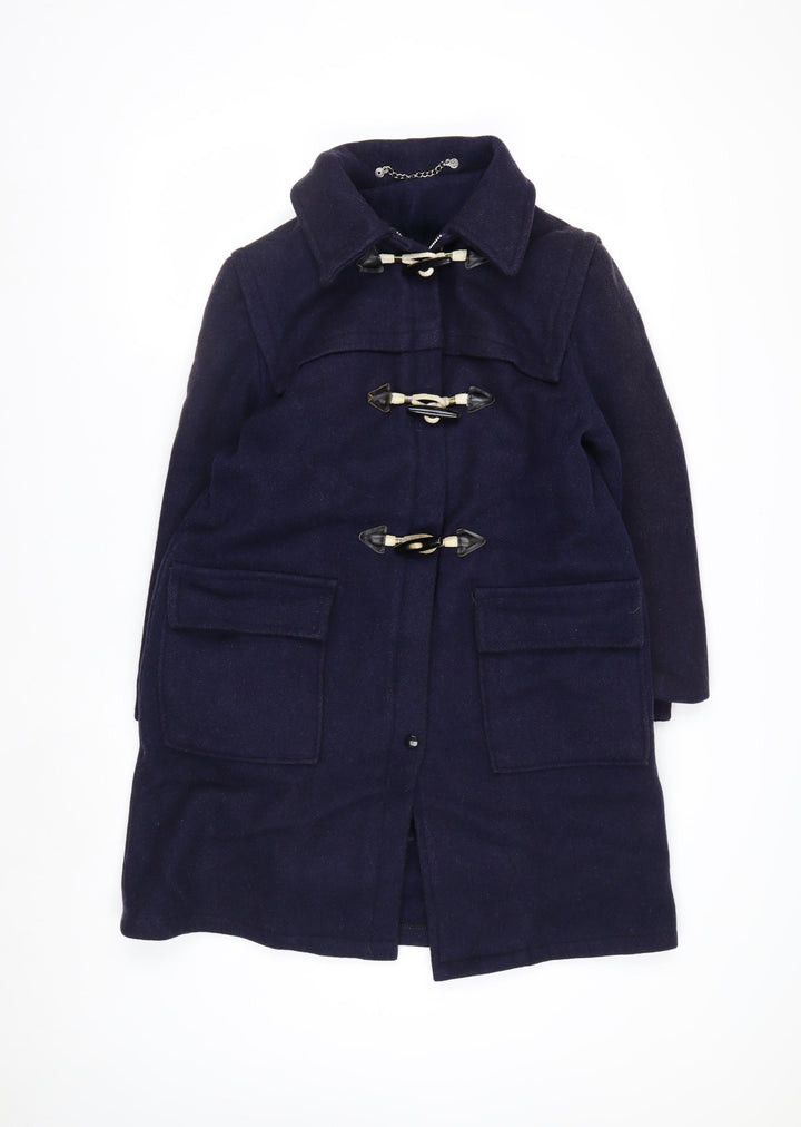 Lady Barry Girls Blue Wool Duffle Coat 9-10 Years Long Hooded Classic Style