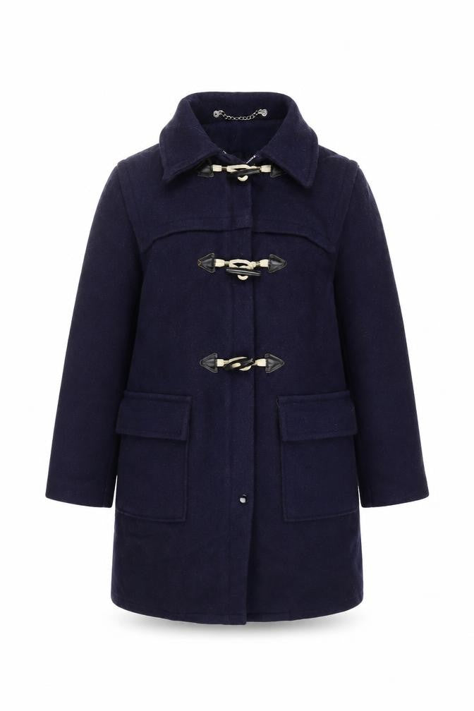 Lady Barry Girls Blue Wool Duffle Coat 9-10 Years Long Hooded Classic Style