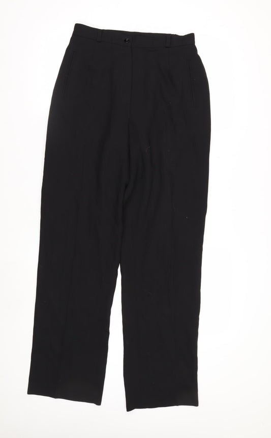 Valliani Women Black Wool Straight Leg Trousers Size 10