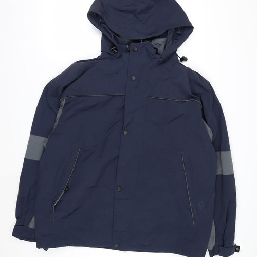 North End Men's Blue Waterproof Hooded Parka Jacket L