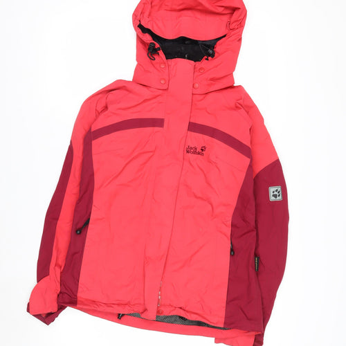 Jack Wolfskin Women Pink Hooded Waterproof Ski Jacket Size 8