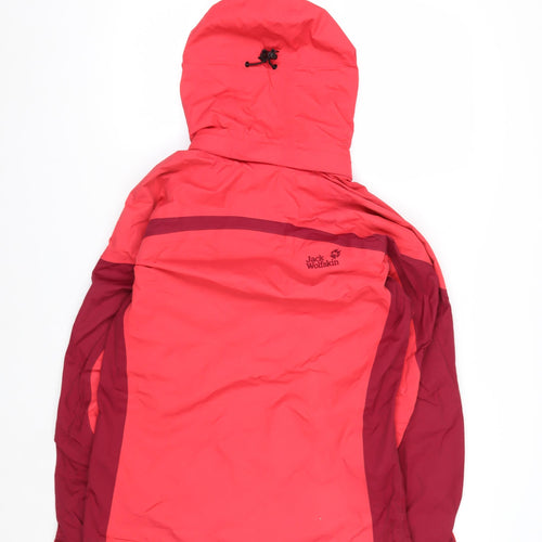 Jack Wolfskin Women Pink Hooded Waterproof Ski Jacket Size 8