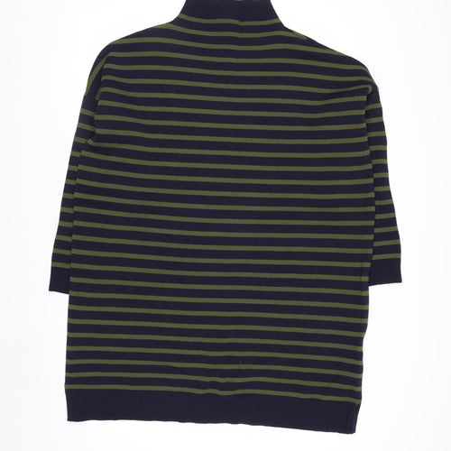 Whistles Men Green Navy Striped High Neck Pullover Jumper Size L
