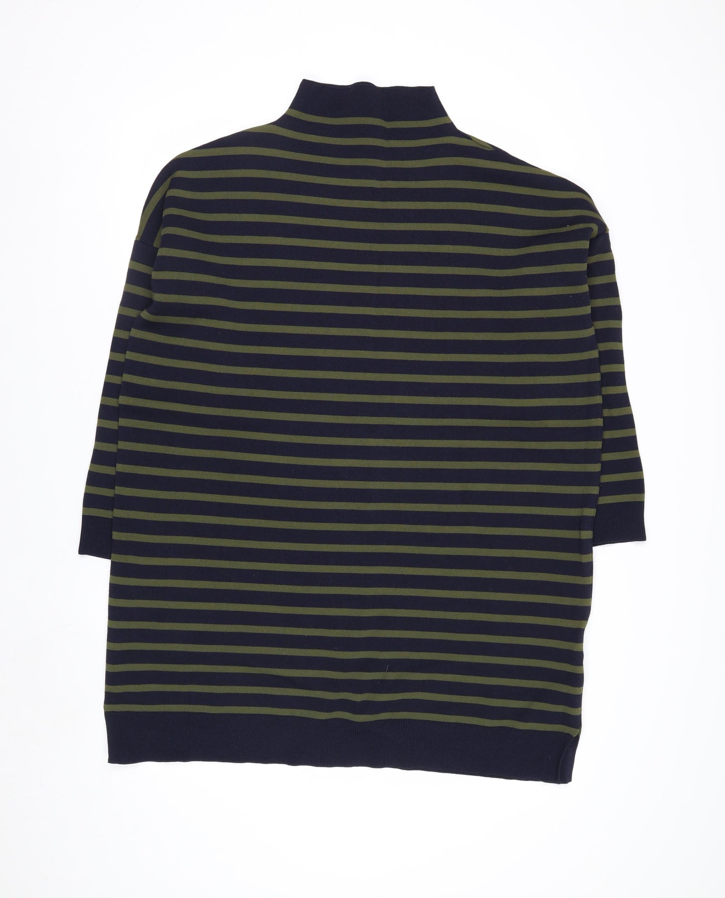 Whistles Men Green Navy Striped High Neck Pullover Jumper Size L