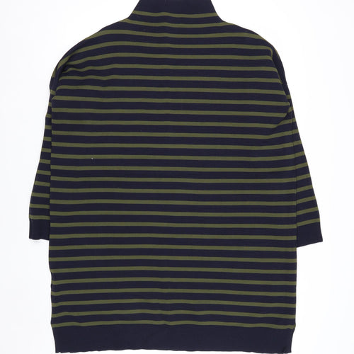 Whistles Men Green Navy Striped High Neck Pullover Jumper Size L