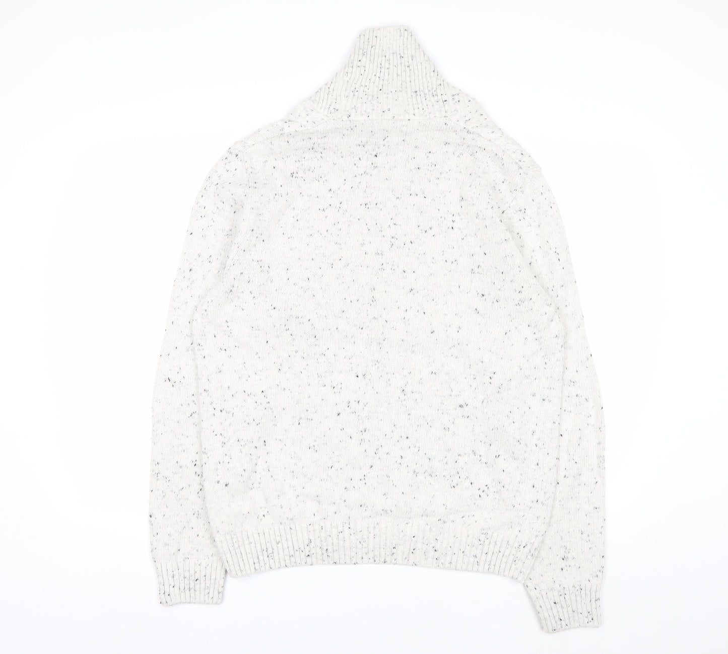 Chaps Men's White Chunky Knit Shawl Collar Jumper Size L