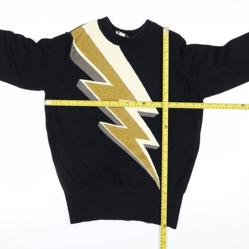 Joanie Women's Black Lightning Pullover Jumper Medium Knit Cotton