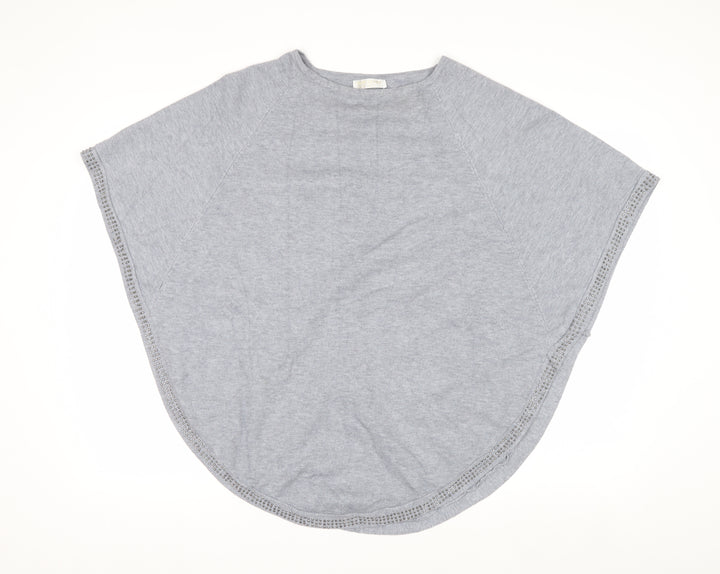 PIT STYLE Women’s Grey Studded Knit Cape Jumper Size M