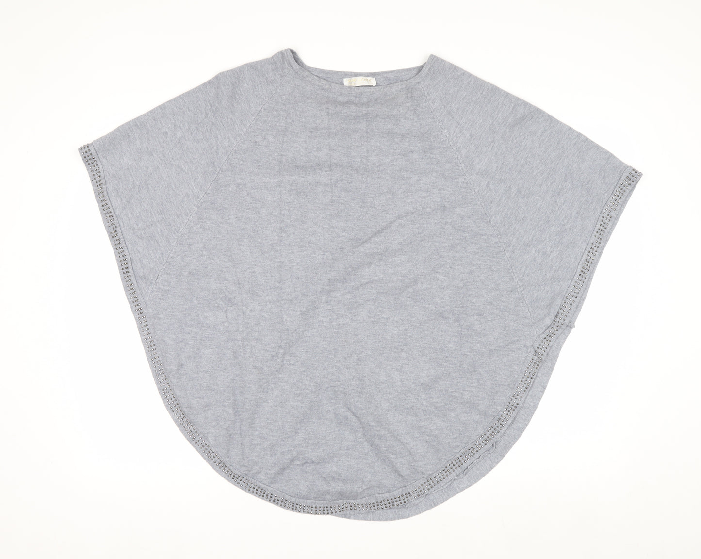 PIT STYLE Women’s Grey Studded Knit Cape Jumper Size M