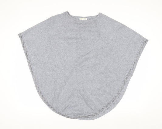 PIT STYLE Women’s Grey Studded Knit Cape Jumper Size M