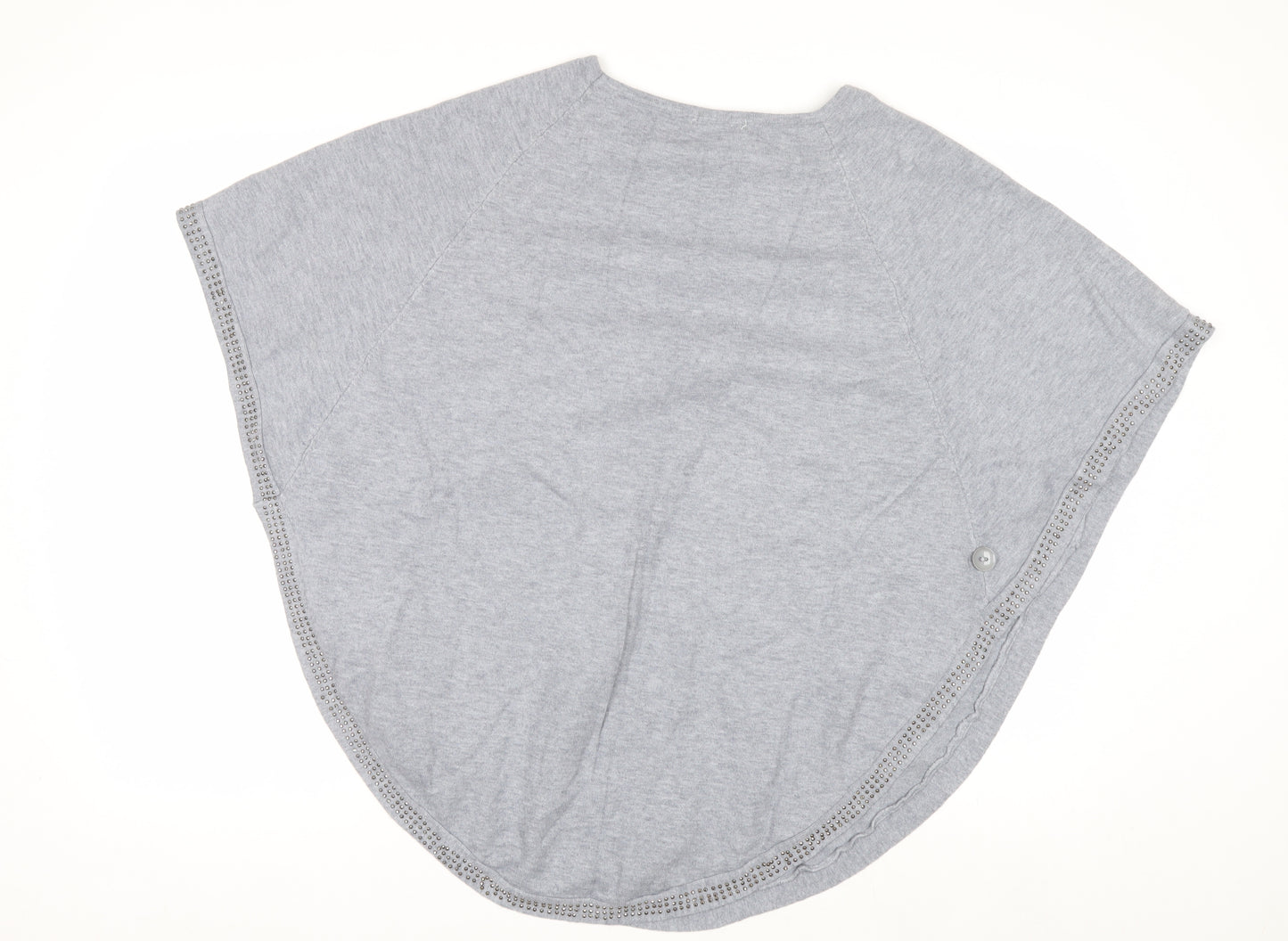 PIT STYLE Women’s Grey Studded Knit Cape Jumper Size M