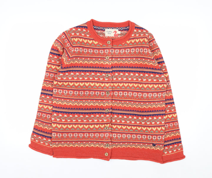 Country Rose Women's Red Fair Isle Knit Cardigan Size S