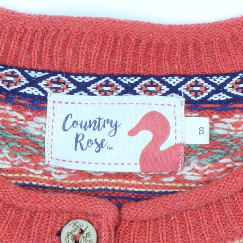 Country Rose Women's Red Fair Isle Knit Cardigan Size S