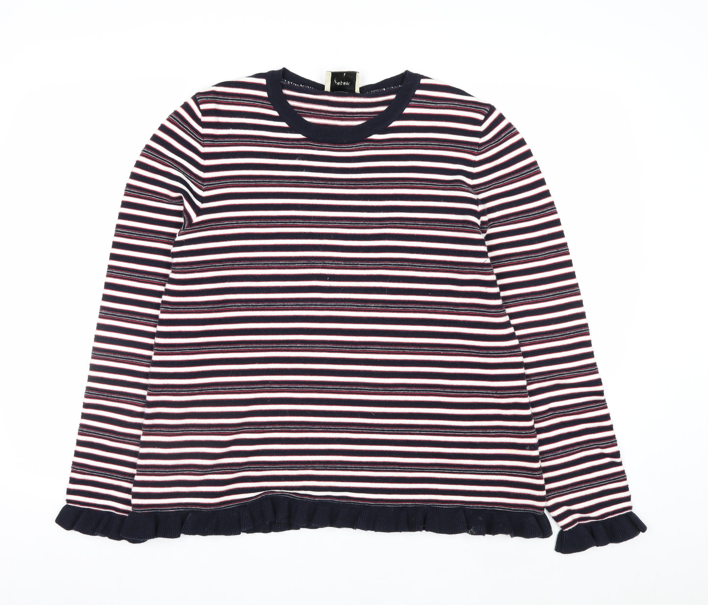 Papaya Women’s Multicoloured Striped Crew Neck Cotton Jumper Size 16
