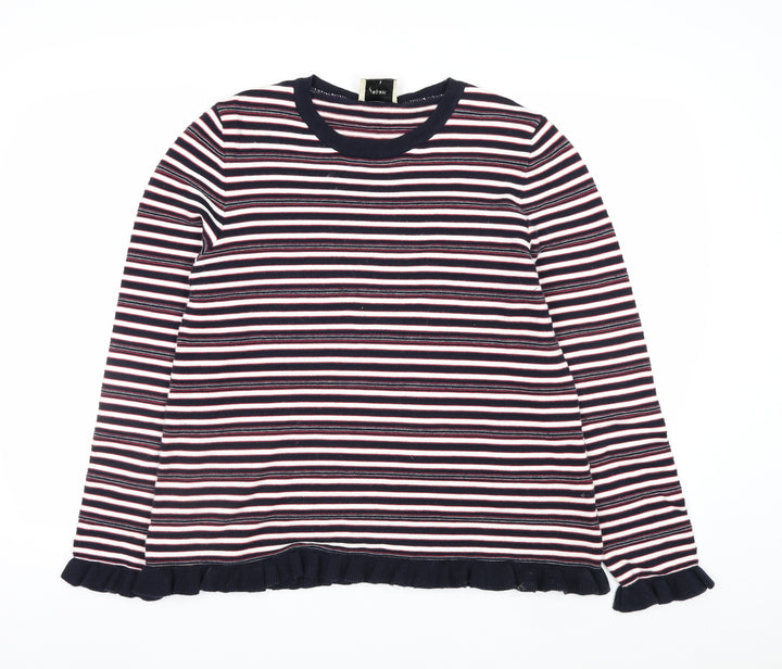 Papaya Women’s Multicoloured Striped Crew Neck Cotton Jumper Size 16