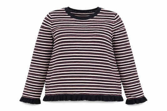 Front view of Papaya Women’s Multicoloured Striped Crew Neck Cotton Jumper, size UK 16