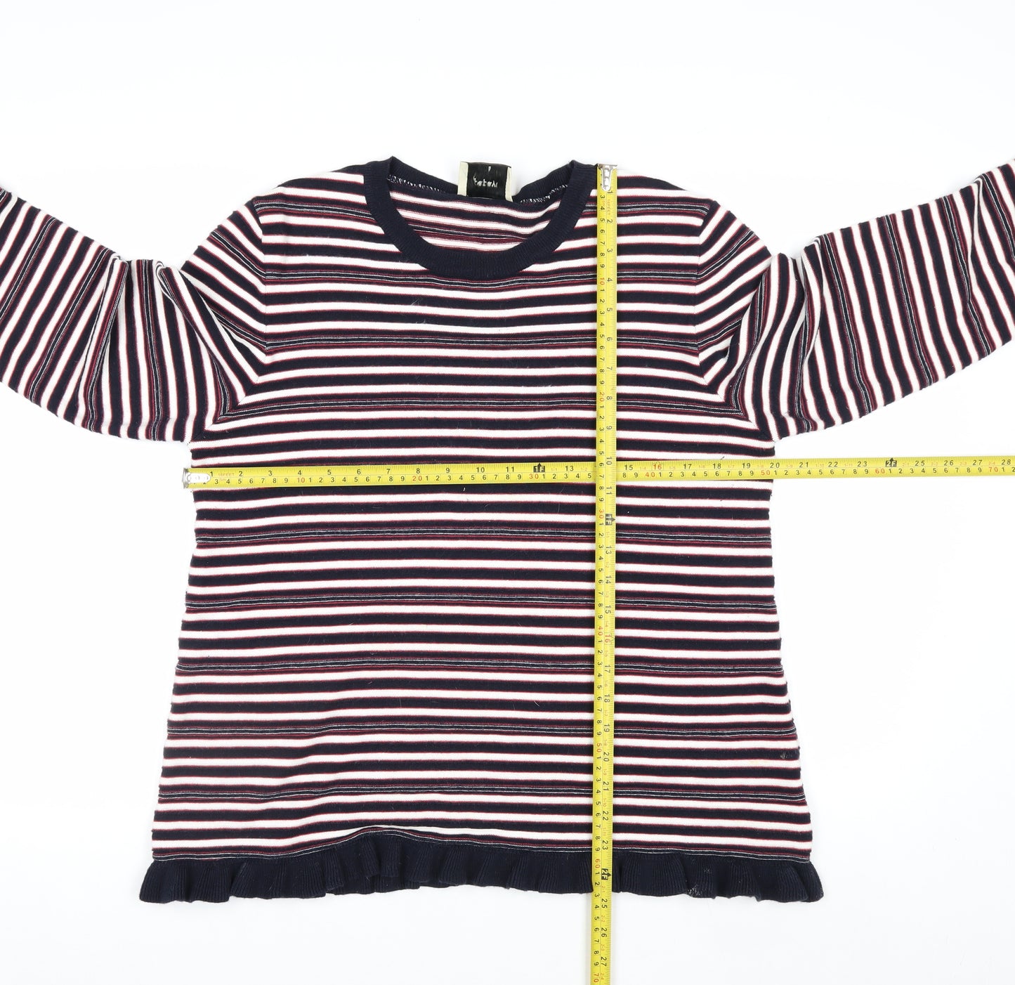 Papaya Women’s Multicoloured Striped Crew Neck Cotton Jumper Size 16